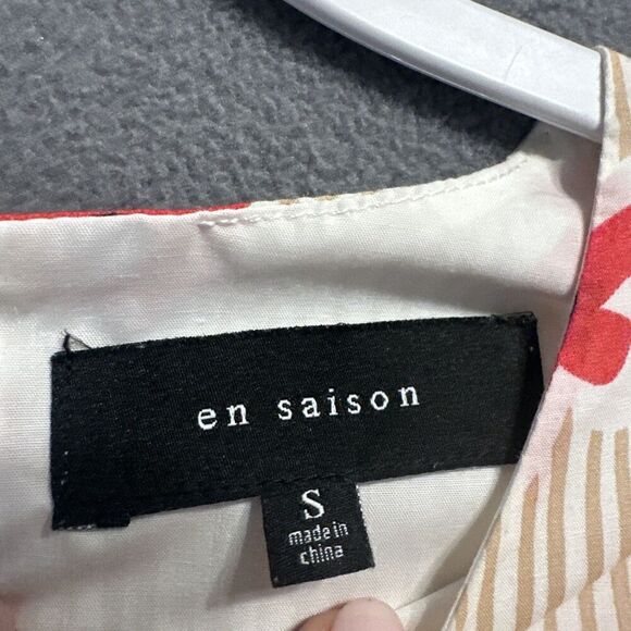 En Saison Poplin Tiered Ruffle Sleeve Short Dress Poppy Floral Print Size S - Picture 2 of 8